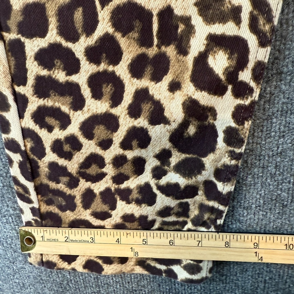 Aligne Jeans Womens 26 Brown Leopard Print High Rise Straight Y2K Festival Party - Picture 11 of 11
